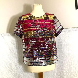 Aidan Aidan Mattox NWT Multicolor Sequin Top  Size L